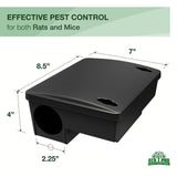 Rat Bait Stations - 2 Pack, Weather and Tamper-Resistant for Indoor & Outdoor Rodent Control, Refillable w/ 2 Locks and Key, Cruelty-Free Alternative to Rat & Mouse Traps - Safe for Kids and Pets!